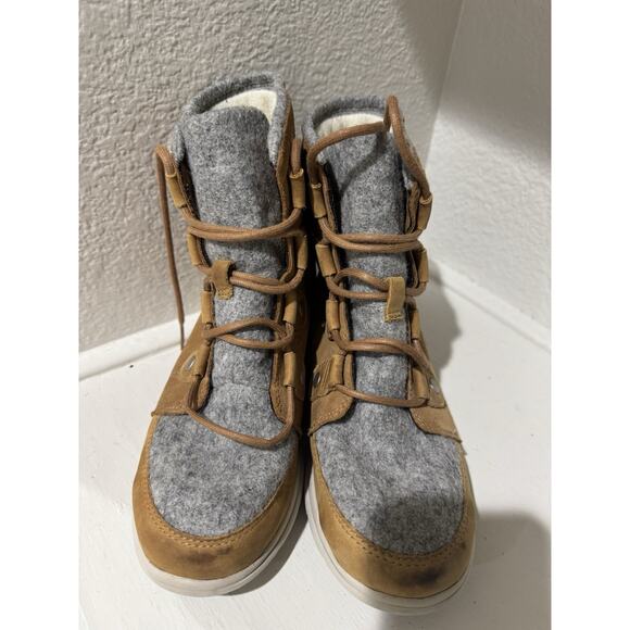 Sorel Boots Womens 8 Explorer Next Joan Ankle Winter Brown Leather - Picture 1 of 8